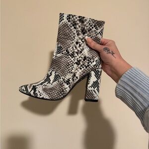 Snakeskin Pattern Ankle Boots